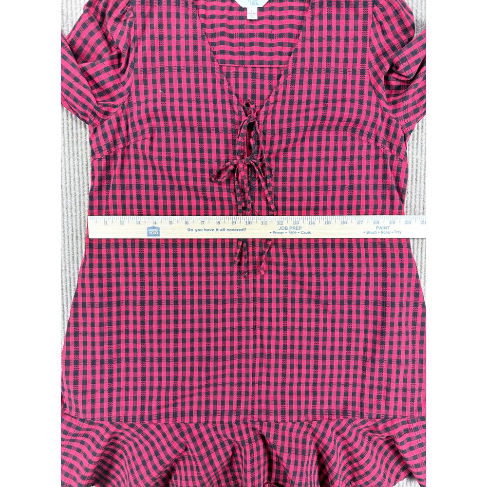 Time and Tru Plaid Gingham Ruffle Dress Size L - Picture 8 of 9